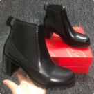 ankle boots Black Red Women Black Chunky Heel Ankle Boots with Red Sole ankle boots