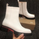 ankle boots White Black Red Men's White Ankle Boots with Red Sole and Black Lug Outsole ankle boots