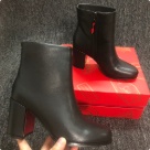 ankle boots black Women's Black Block Heel Ankle Boots with Red Sole ankle boots