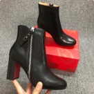 ankle boots black Women's Black Chunky Heel Ankle Boots with Side Zipper ankle boots