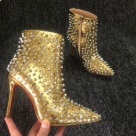 ankle boots gold Gold Studded High Heel Ankle Boots Women ankle boots