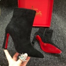 Christian Louboutin ankle boots Black Red Pointed Toe High Heel Ankle Boots ankle boots Size 10cm