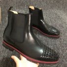 boots Black Red Black Red Sole Spiked High Top Leather Boots Unisex boots