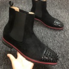 chelsea boots Black Red Black Red Sole Studded Toe Chelsea Boots chelsea boots