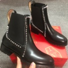 chelsea boots Black Studded Round Toe Chunky Heel Chelsea Boots chelsea boots