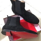 chelsea boots black Men's Black Suede Chelsea Boots with Red Sole chelsea boots