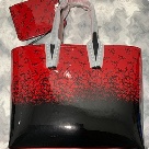 clutch Red Black Red and Black Glossy Tote Bag with Matching Pouch clutch bag