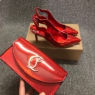 clutch Red Red Women's High Heel Pointed Toe Slingback Shoes and Matching Clutch Bag Set shoes and clutch bag