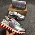 clutch Silver Red Silver Red Sole Zigzag Sneakers and Holographic Clutch Bag Set shoes & bag