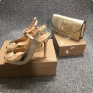 clutch gold gold open toe high heel sandals and matching clutch bag set shoes and clutch bag Size 12Cm