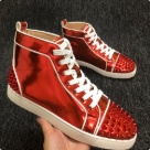 dress shoes Red White High Top Red Spiked Sneakers Flat Sole dress shoes