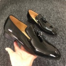 dress shoes black Men's Black Patent Leather Tassel Loafers dress shoes