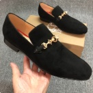 dress shoes black Men's Black Suede Loafers with Gold Chain Detail dress shoes