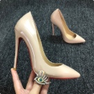 heels Beige Red Classic Beige Pointed Toe High Heels with Red Sole heels Size 6.5cm