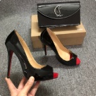 heels Black Red Black Red Peep Toe High Heels with Red Sole heels
