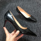 heels Black Red Women Black Patent Leather High Heel Pumps with Red Sole heels Size 6.5Cm