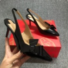 heels Black Black Patent Leather Slingback High Heel Pumps with Bow heels Size 10-12
