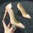 heels Nude Red Gold Pointed Toe High Heels with Gold Sculpted Heels heels Size 10cm