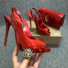 heels Red Red Metallic High Heel Slingback Peep Toe Pumps heels