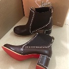 Christian Louboutin ankle boots Brown Red Christian Louboutin Brown Studded Block Heel Ankle Boots ankle boots
