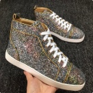 men and women silver gold white High Top Glitter Sneakers with Red Sole sneakers