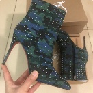 Christian Louboutin ankle boots blue green black camouflage Christian Louboutin Studded Camouflage Stiletto Ankle Boots Women ankle boots