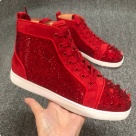 men or women red Red Studded High Top Sneakers with Rhinestones sneakers