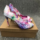 peep toe heels multicolor Floral Print Peep Toe High Heel Pumps 12cm peep toe heels