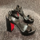 sandals Black Red Platform Block Heel Sandals Black with Red Sole sandals Size 14Cm