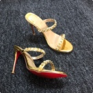 sandals Gold Red Women's Gold High Heel Sandals with Red Sole sandals