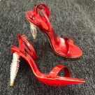 sandals Red White Red High Heel Sandals with Crystal Embellished Heels sandals Size 10cm