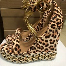 sandals leopard print gold Leopard Print Gold Strap Wedge Sandals sandals