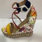 sandals multicolor Colorful Graffiti Print Wedge Sandals with Studded Sole sandals