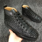 sneakers Black Red Black Studded High Top Sneakers with Red Sole sneakers