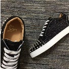 sneakers Black White Black Studded Low Top Sneakers with White Sole sneakers