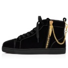 sneakers Black High Top Velvet Lace Up Sneakers with Gold Zipper Chain Detail sneakers