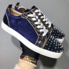 sneakers Navy Blue Black White Men's Navy Blue Leather Spike Sneakers sneakers