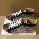 sneakers Red Black Gold Studded High Top Sneakers with Graffiti Print sneakers