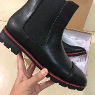 Christian Louboutin chelsea boots Black Red Men's Black Leather Chelsea Boots with Red Sole chelsea boots