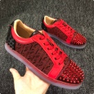 sneakers Red Black Red and Black Studded Low Top Sneakers sneakers