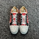 sneakers Red White Black Men's Red White Black Studded Sneakers with Patterned Sides sneakers Size 35-47
