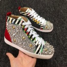 sneakers Red White Black Studded Spike High Top Sneakers sneakers