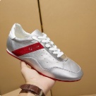 sneakers Silver Red White Casual Silver Red White Leather Sneakers Men sneakers