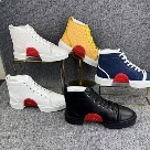 sneakers White, Yellow, Navy Blue, Black High top Sneakers with Red Sole Detail sneakers
