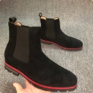Christian Louboutin chelsea boots Black Red Men's Black Suede Chelsea Boots with Red Sole chelsea boots