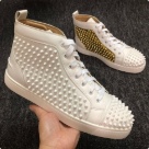 sneakers White Gold White High Top Studded Sneakers with Gold Side Detail sneakers