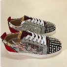 sneakers black silver red Men's Spiked Designer Fashion Sneakers Black Silver Red sneakers