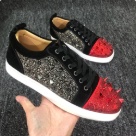 Christian Louboutin dress shoes Black Red Silver Christian Louboutin Men Black Red Studded Sneakers dress shoes
