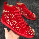 sneakers red Red High top Studded Casual Sneakers sneakers