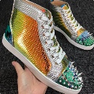 sneakers silver orange green Women Metallic Gradient Spiked High top Sneakers sneakers